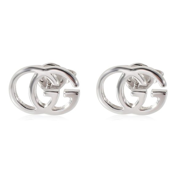 Gucci Running GG Stud Earrings in 18K White Gold - Picture 1 of 4